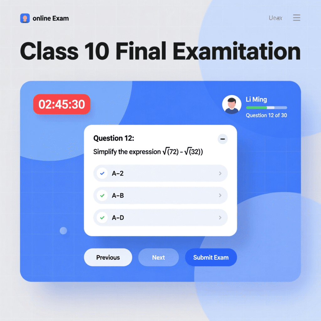Online Exam for Class 10