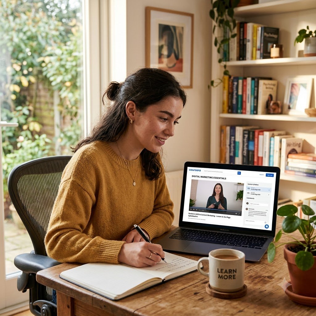 person learning online
